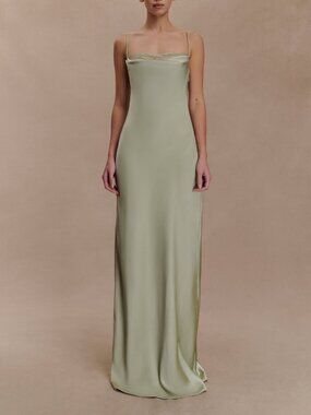 Meshki Isadora Lace & Satin Maxi Dress - Sage Size Small